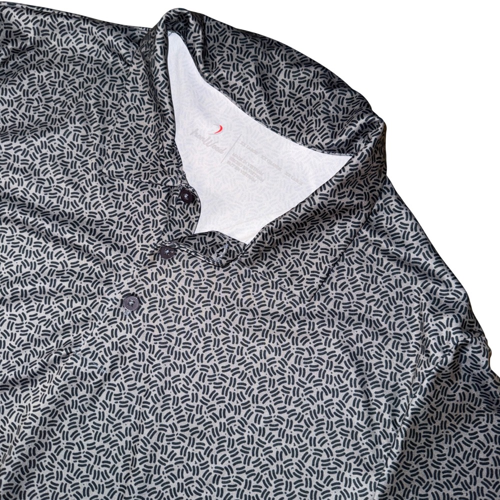 IronWood Performance Polo Shirt XXL Grey Black Dash Print UPF 50+ Stretch NEW